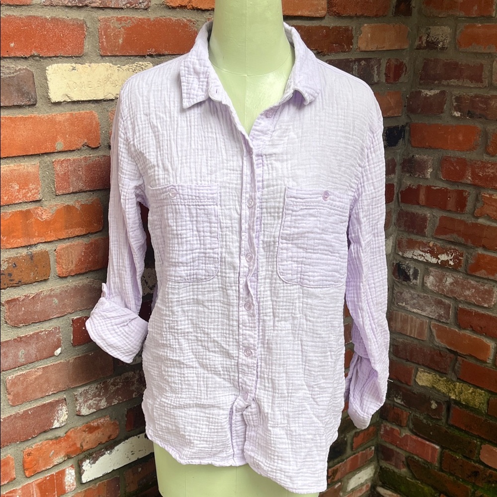 Social Standard by Sanctuary Lavender Gauze Button-Down Shirt size Medium
